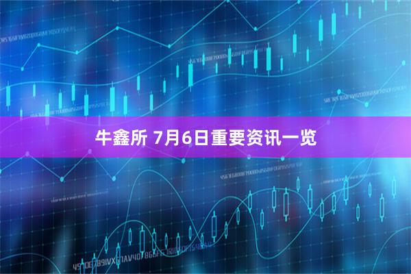 牛鑫所 7月6日重要资讯一览